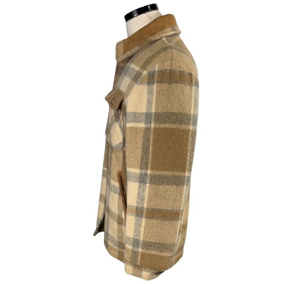 Woolrich Mens Medium Plaid Wool Blend Jacket Talon Zipper Sherpa Lining 70's - Picture 2 of 14